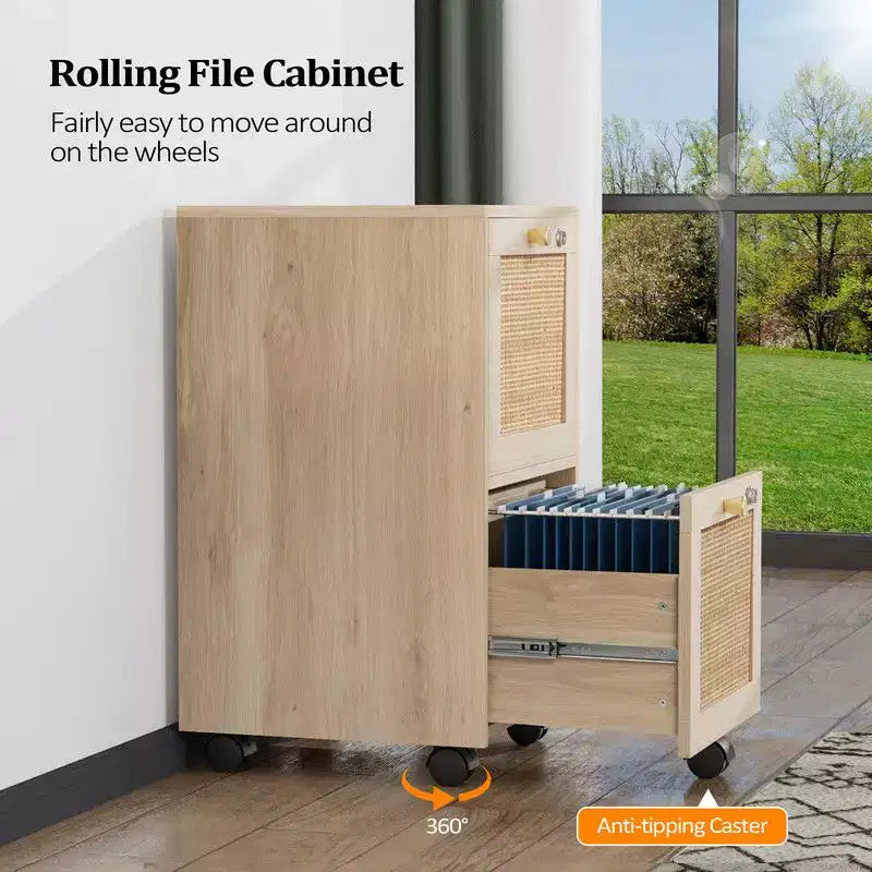 Karl Home 2-Drawer Beige MDF 14.96in. W Vertical File Cabinet
