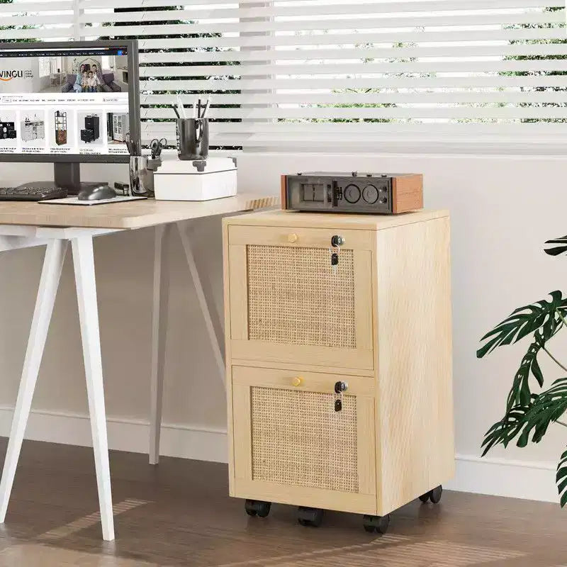 Karl Home 2-Drawer Beige MDF 14.96in. W Vertical File Cabinet