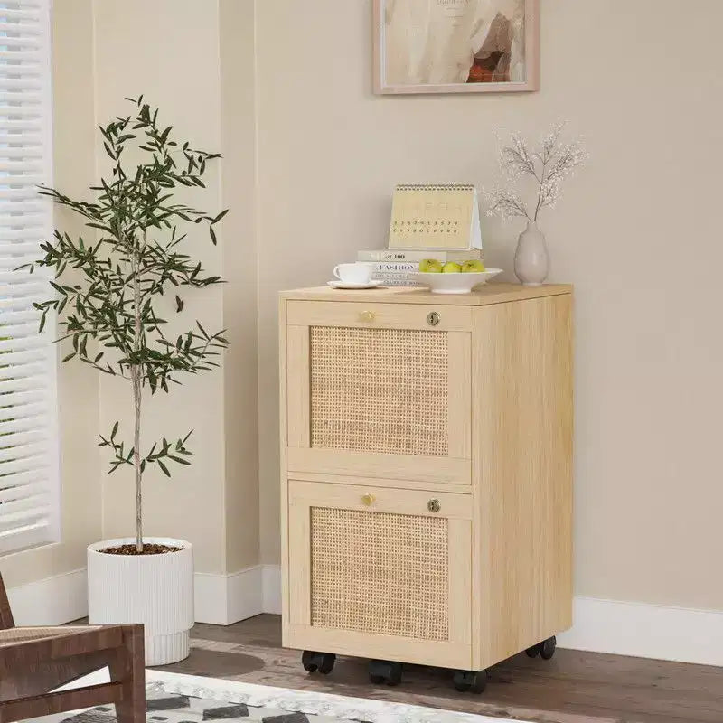Karl Home 2-Drawer Beige MDF 14.96in. W Vertical File Cabinet