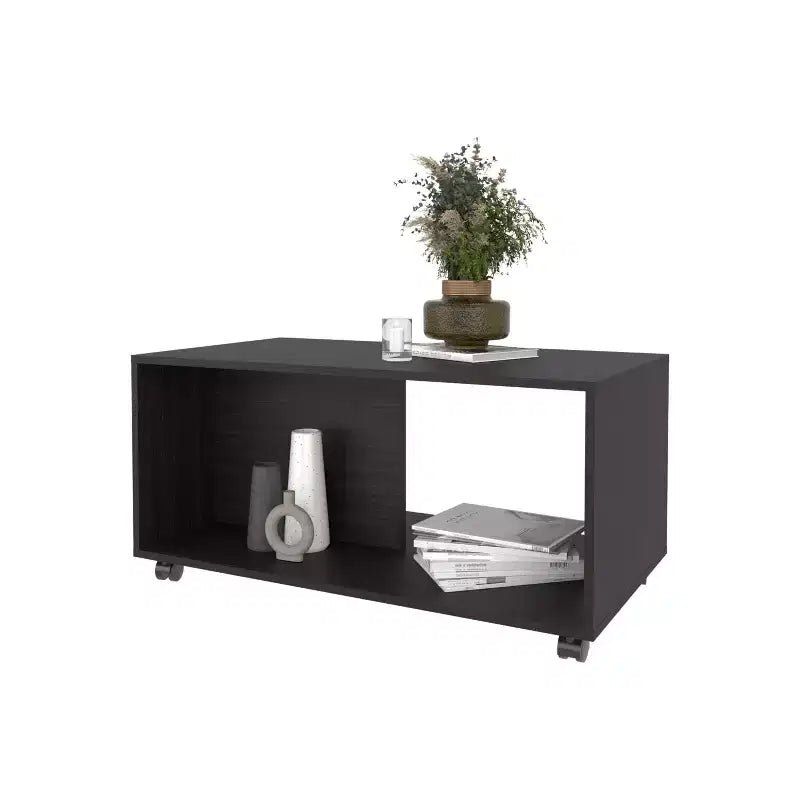 Okak Rectangle Coffee Table with Spacious Open Shelf and Durable Material for Living Room/Office, Space-Saving