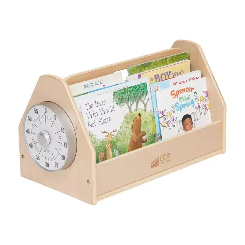 ECR4Kids Double-Sided Book Caddy with Countdown Timer, Portable Library