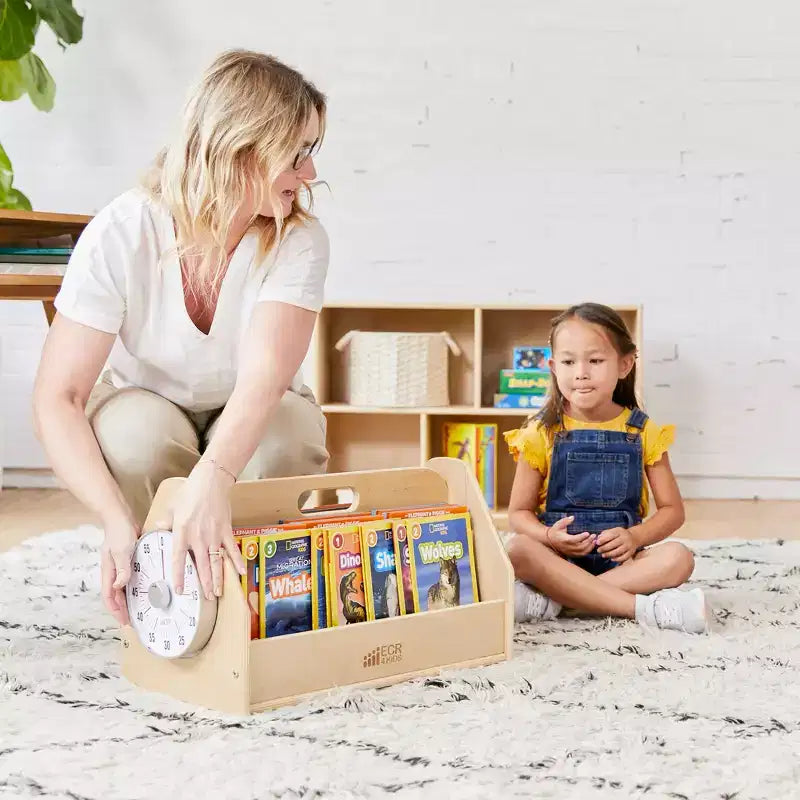 ECR4Kids Double-Sided Book Caddy with Countdown Timer, Portable Library