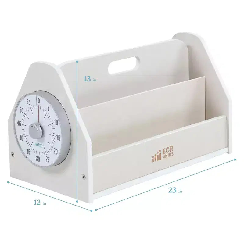 ECR4Kids Double-Sided Book Caddy with Countdown Timer, Portable Library