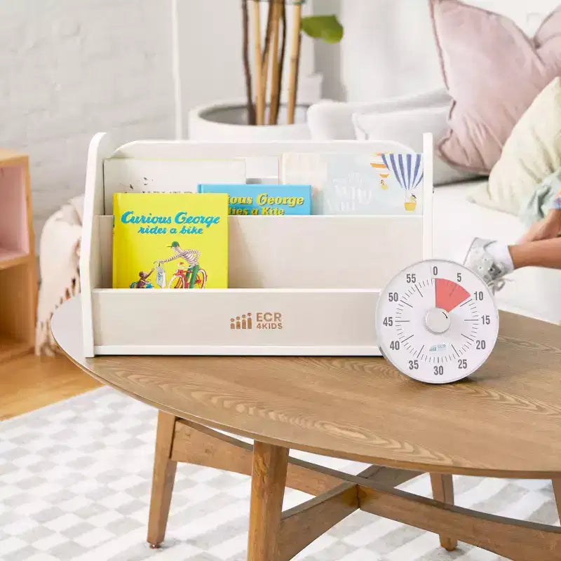 ECR4Kids Double-Sided Book Caddy with Countdown Timer, Portable Library