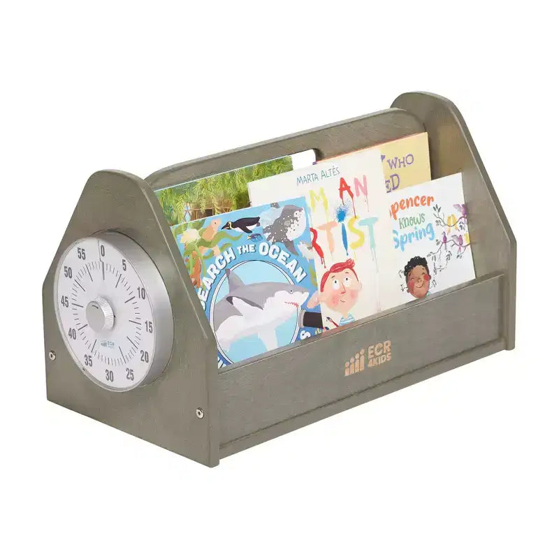 ECR4Kids Double-Sided Book Caddy with Countdown Timer, Portable Library