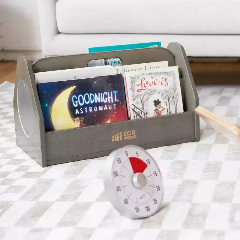 ECR4Kids Double-Sided Book Caddy with Countdown Timer, Portable Library