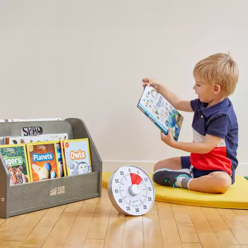 ECR4Kids Double-Sided Book Caddy with Countdown Timer, Portable Library