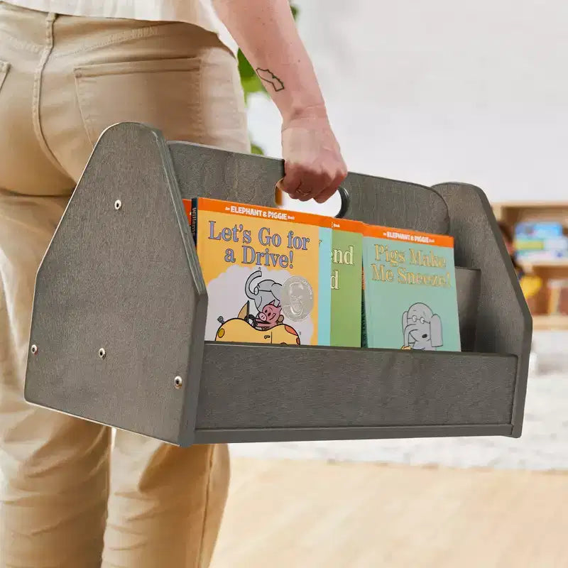 ECR4Kids Double-Sided Book Caddy with Countdown Timer, Portable Library