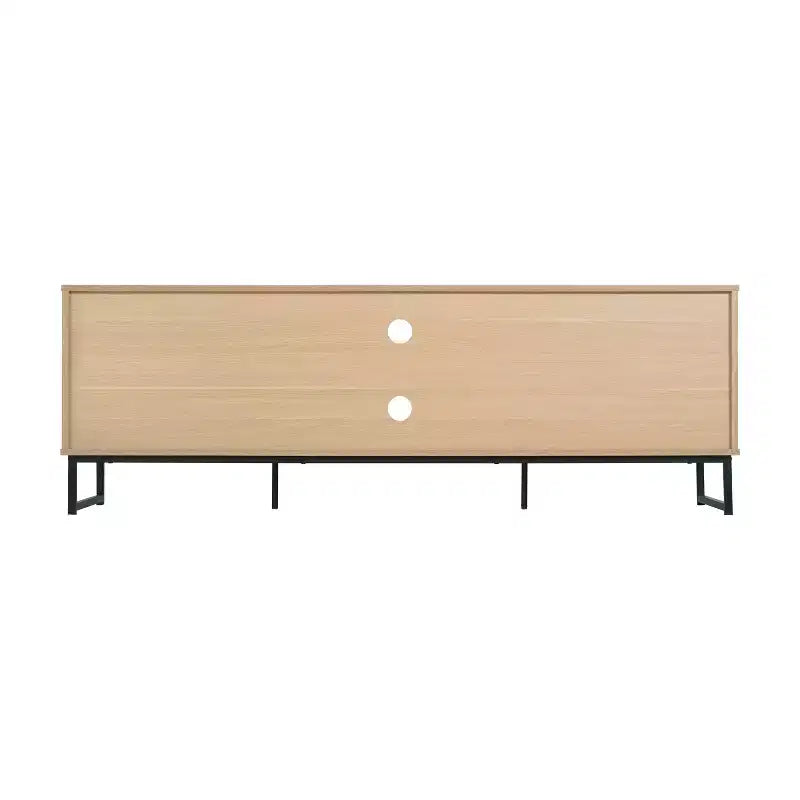 Flash Furniture Malaki Mid-Century Modern 65 Inch TV Stand with 2 Rattan Soft Close Doors and Fixed Center Shelf, TV Stand for up to 70 TV's