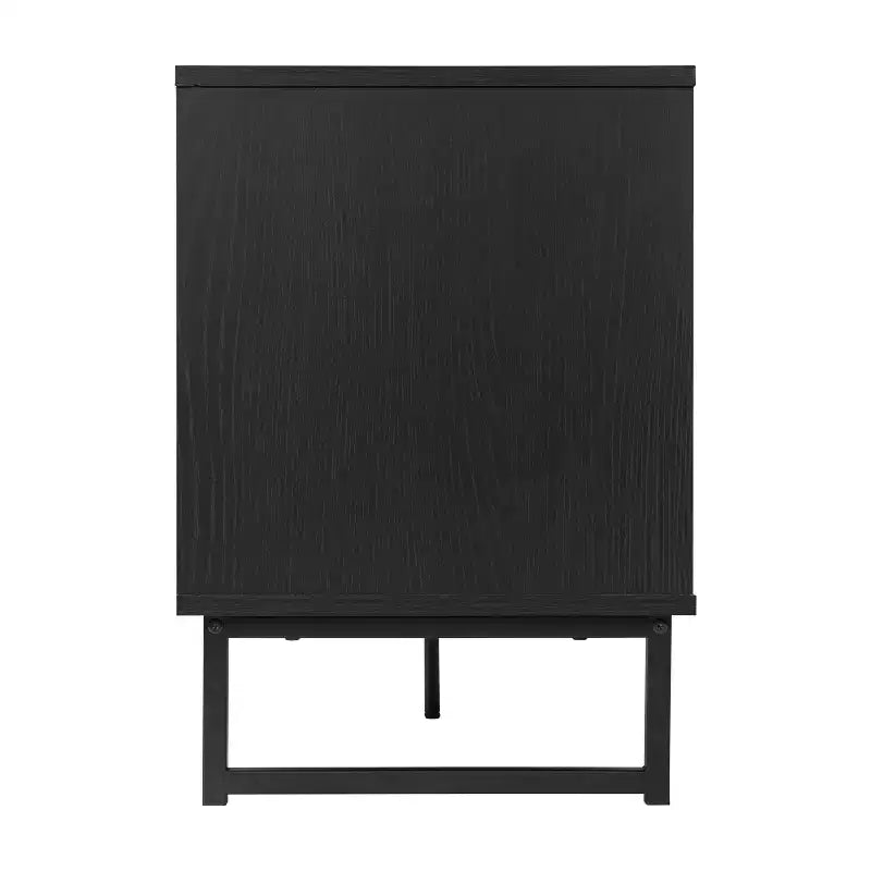 Flash Furniture Malaki Mid-Century Modern 65 Inch TV Stand with 2 Rattan Soft Close Doors and Fixed Center Shelf, TV Stand for up to 70 TV's