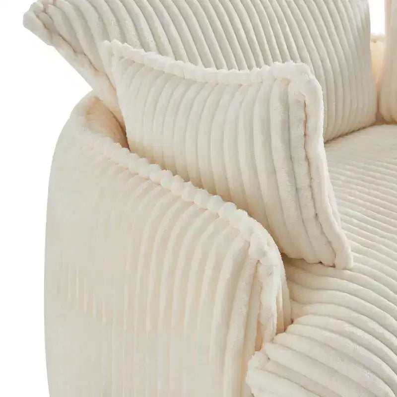 Convertible Compressed Sofa Chair with Ottoman, Modern Corduroy Fabric Armchair for Small Spaces, Living Room, Dorm, or Apartment