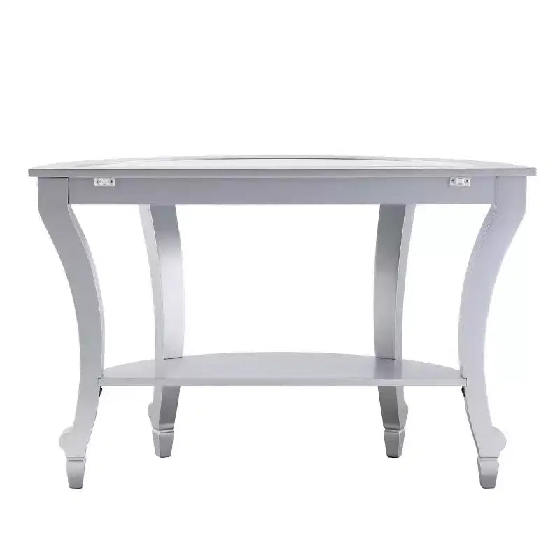 Lindsay Mirrored Demilune Console Table - Silver - SEI