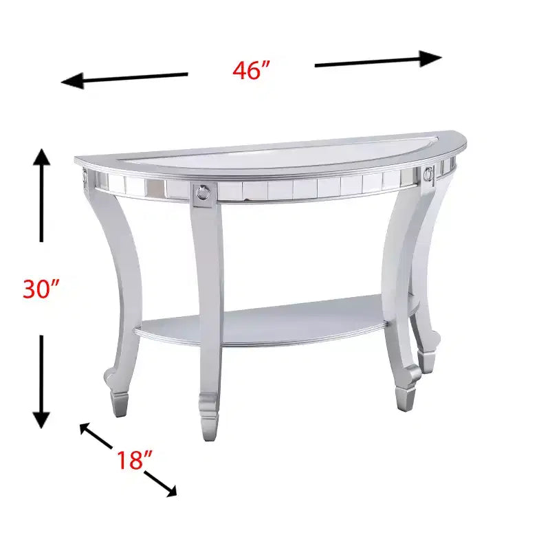 Lindsay Mirrored Demilune Console Table - Silver - SEI