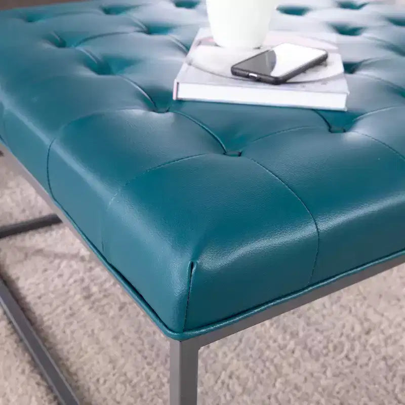 Ciarin Upholstered Cocktail Ottoman - Blue - SEI