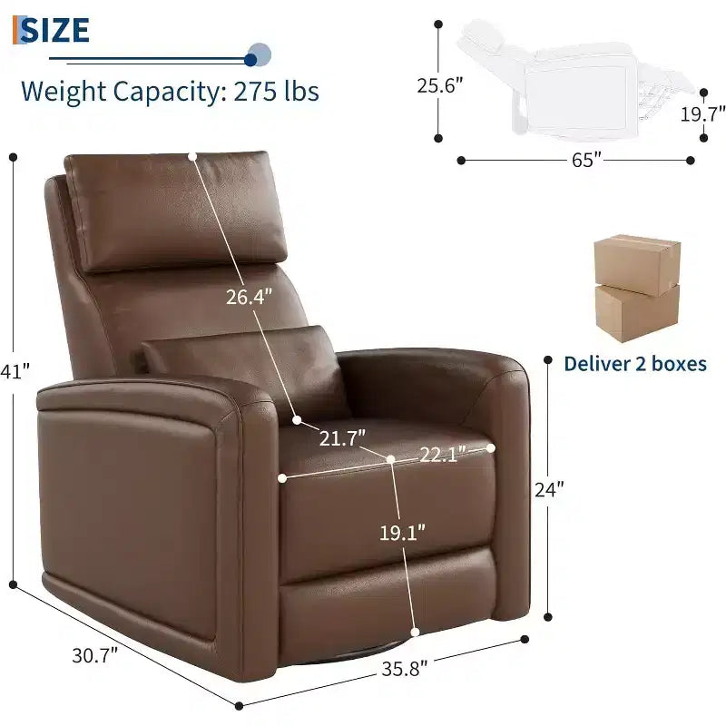Garvee Manual Recliner Chair with 360 Swivel & Rocking, Soft Faux Leather Upholstery, Ergonomic Support