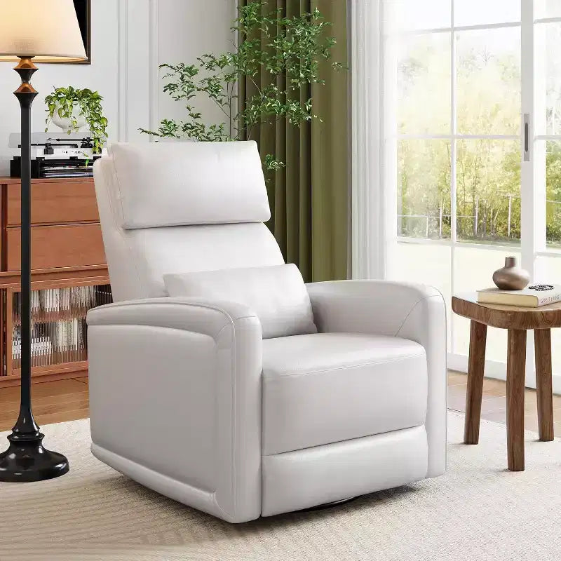 Garvee Manual Recliner Chair with 360 Swivel & Rocking, Soft Faux Leather Upholstery, Ergonomic Support