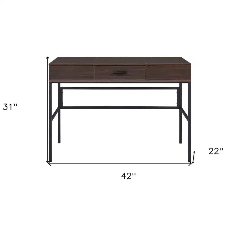 HomeRoots 42 Brown and Black Writing Desk