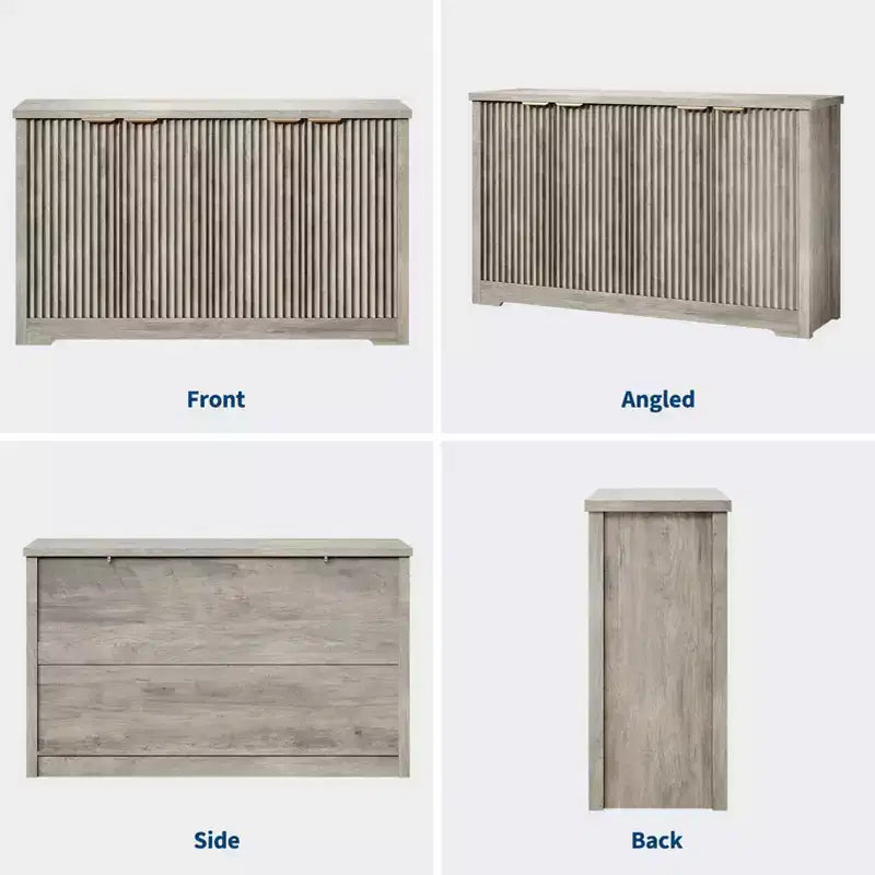 4 Doors Accent Sideboard Buffet, Fluted Modern Credenza with Doors & Shelves, Wood Storage Console, for Living Room, Entryway, Hallway