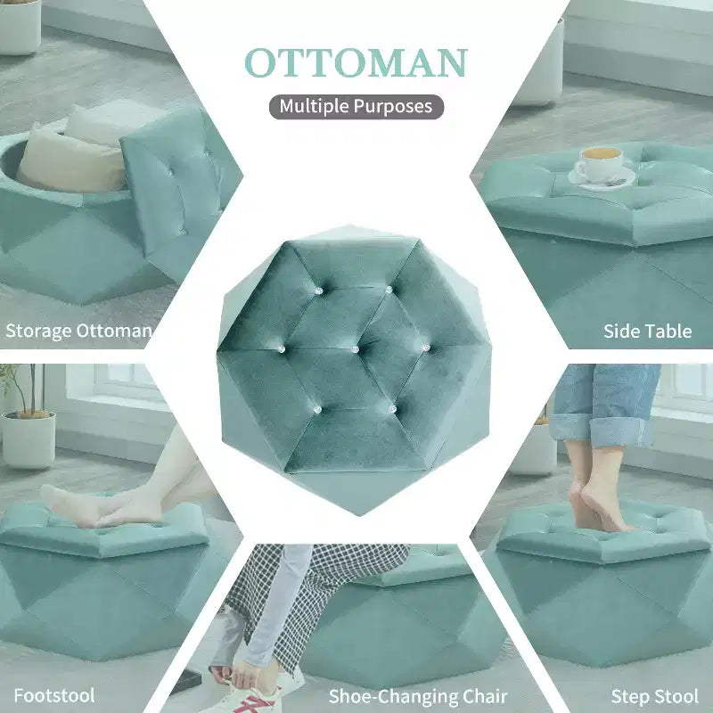 Christopher Knight Home Florence Modern Velvet Polygon Diamond Tufted Storage Ottoman