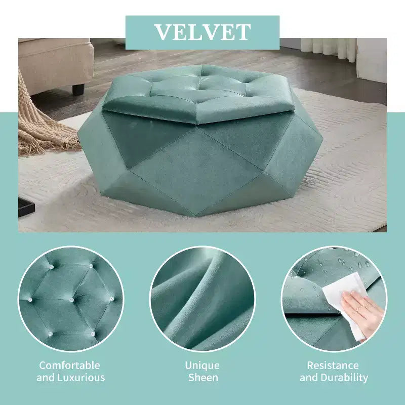 Christopher Knight Home Florence Modern Velvet Polygon Diamond Tufted Storage Ottoman