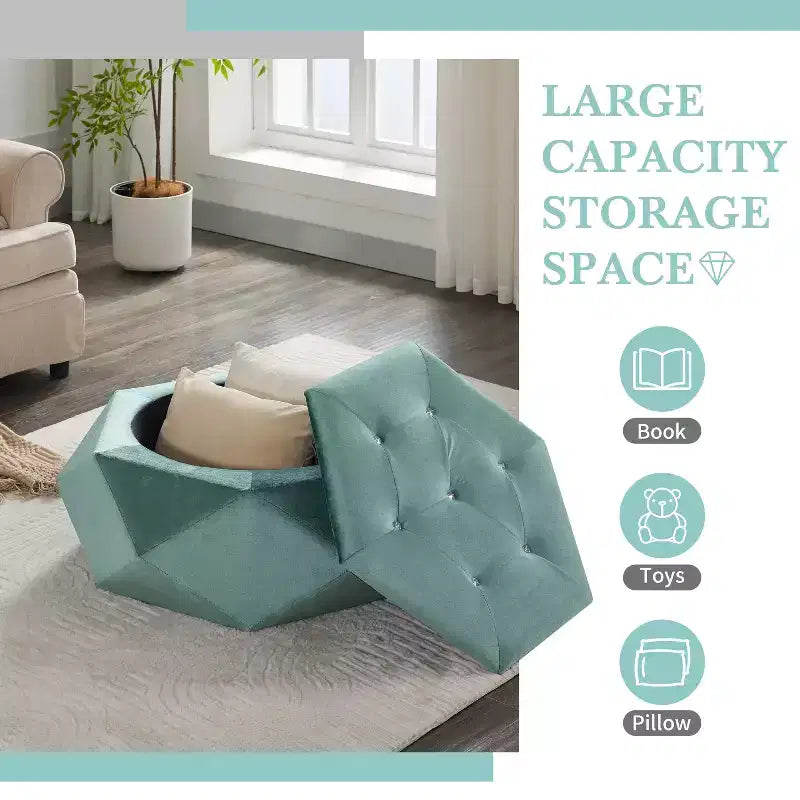 Christopher Knight Home Florence Modern Velvet Polygon Diamond Tufted Storage Ottoman