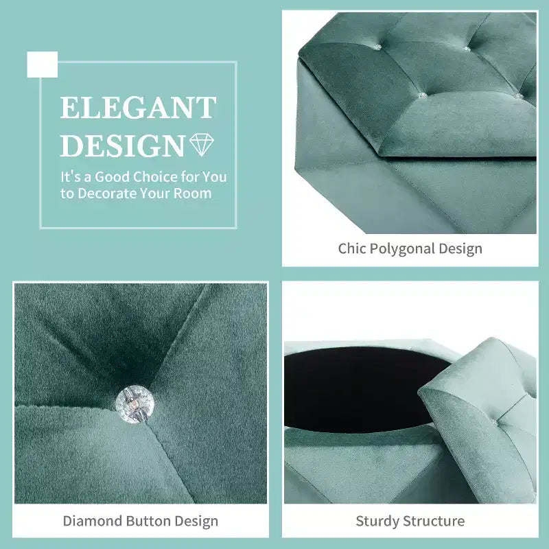 Christopher Knight Home Florence Modern Velvet Polygon Diamond Tufted Storage Ottoman