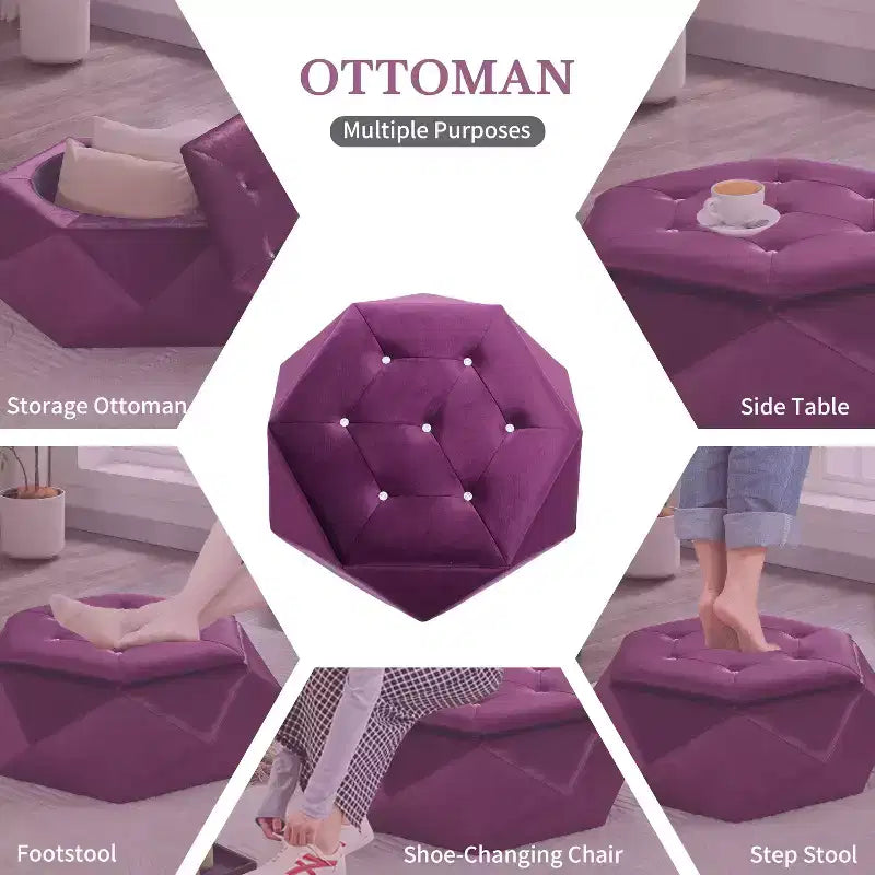 Christopher Knight Home Florence Modern Velvet Polygon Diamond Tufted Storage Ottoman
