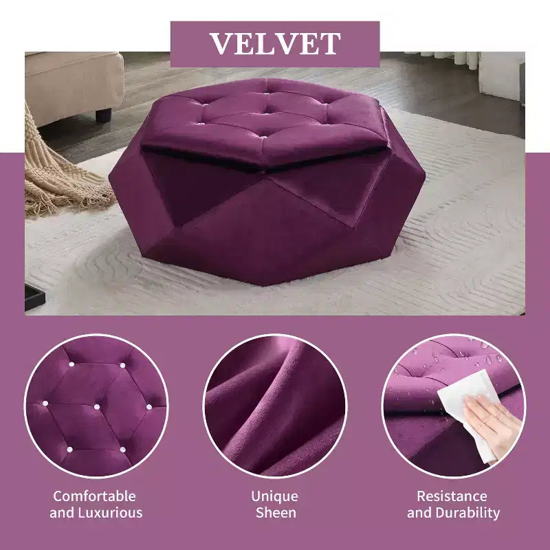 Christopher Knight Home Florence Modern Velvet Polygon Diamond Tufted Storage Ottoman