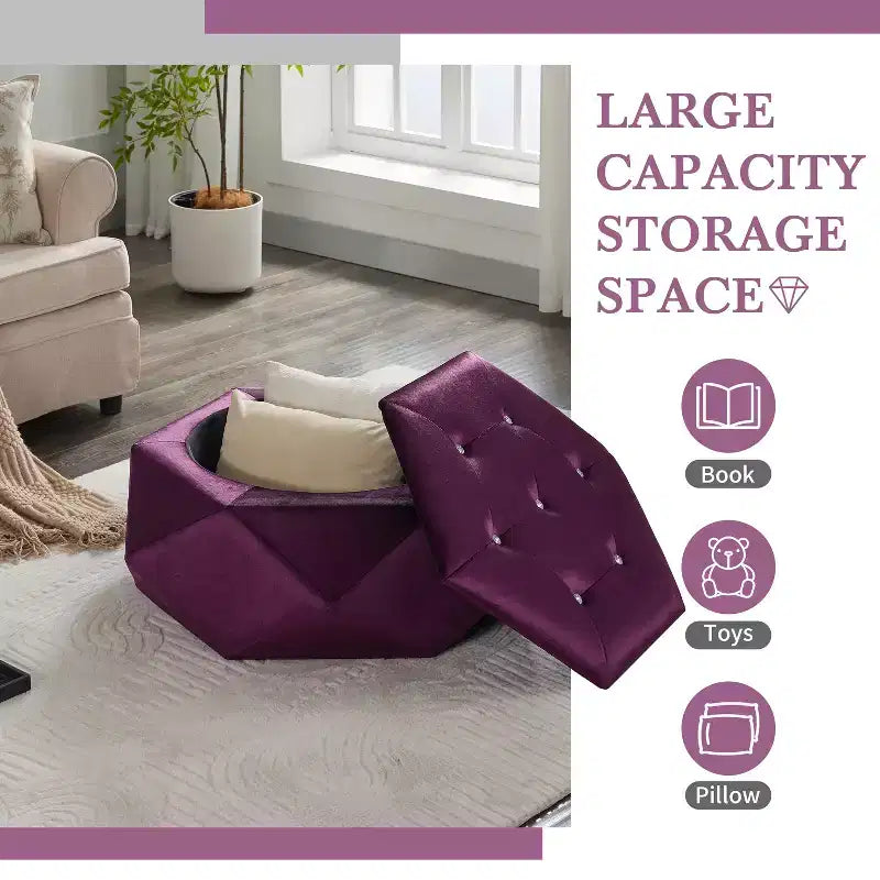 Christopher Knight Home Florence Modern Velvet Polygon Diamond Tufted Storage Ottoman