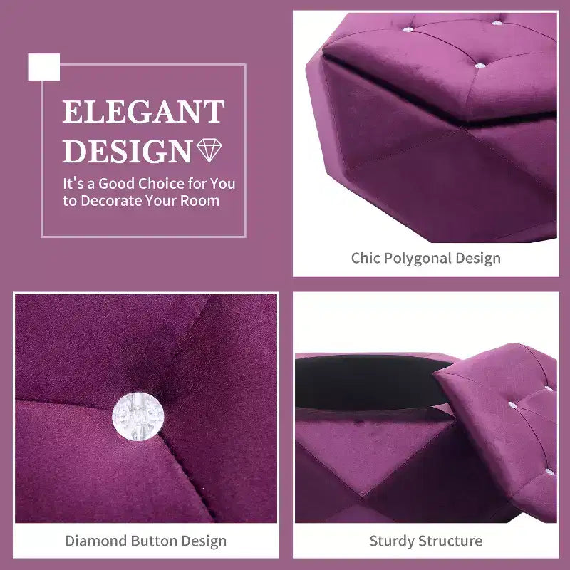 Christopher Knight Home Florence Modern Velvet Polygon Diamond Tufted Storage Ottoman