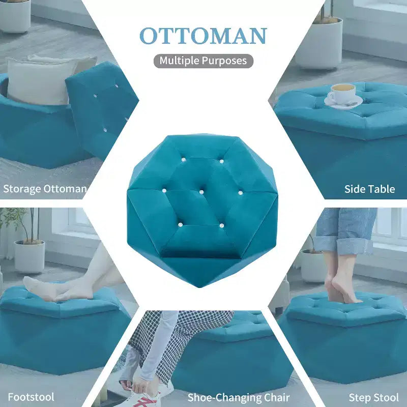 Christopher Knight Home Florence Modern Velvet Polygon Diamond Tufted Storage Ottoman