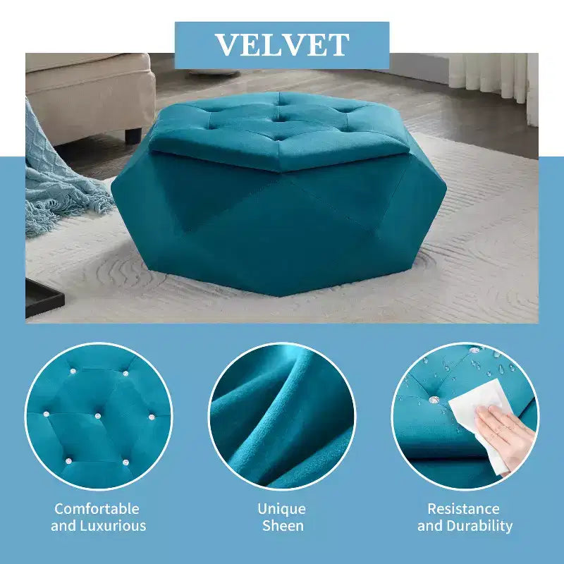 Christopher Knight Home Florence Modern Velvet Polygon Diamond Tufted Storage Ottoman