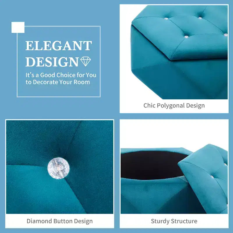 Christopher Knight Home Florence Modern Velvet Polygon Diamond Tufted Storage Ottoman