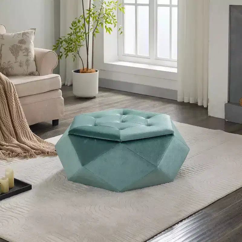 Christopher Knight Home Florence Modern Velvet Polygon Diamond Tufted Storage Ottoman
