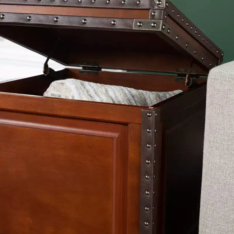 Amherst Trunk End Table with Storage - Brown - SEI