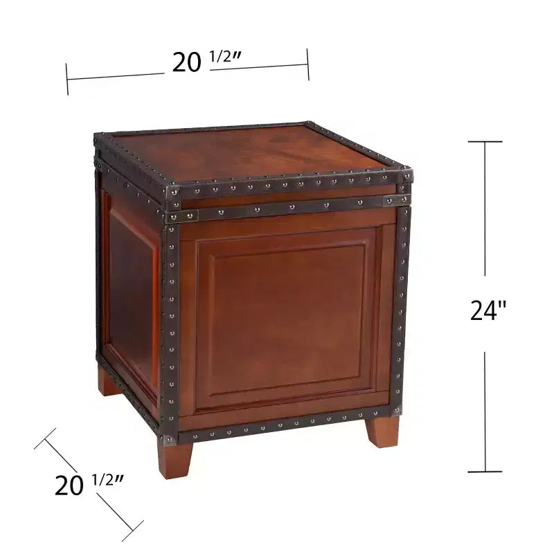 Amherst Trunk End Table with Storage - Brown - SEI
