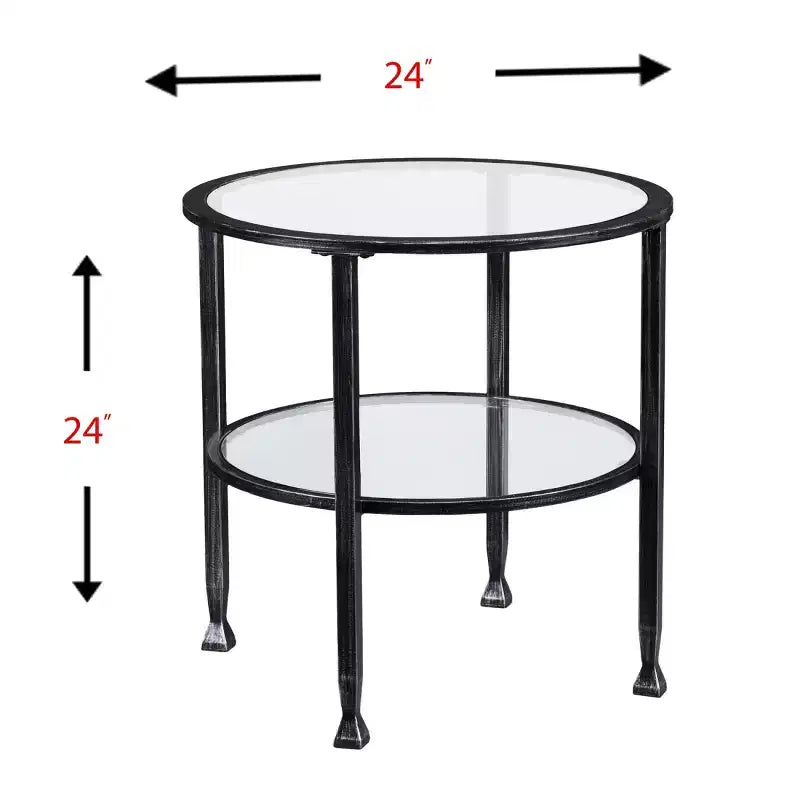 Jaymes Metal/Glass Round End Table - Black - SEI