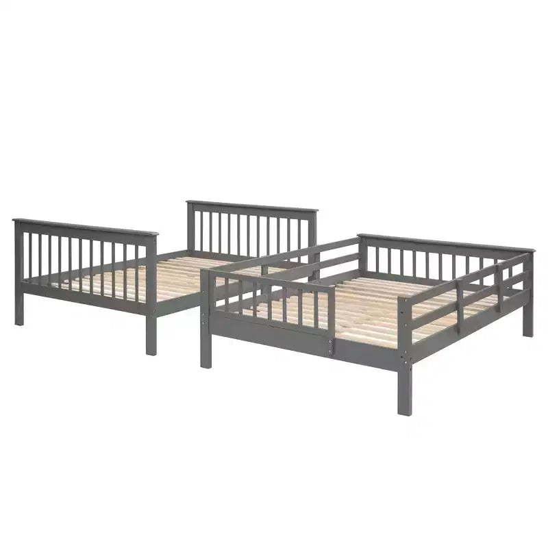 CLIHOME Stairway Full-Over-Full Bunk Bed with Storage and Guard Rail for Bedroom, Dorm