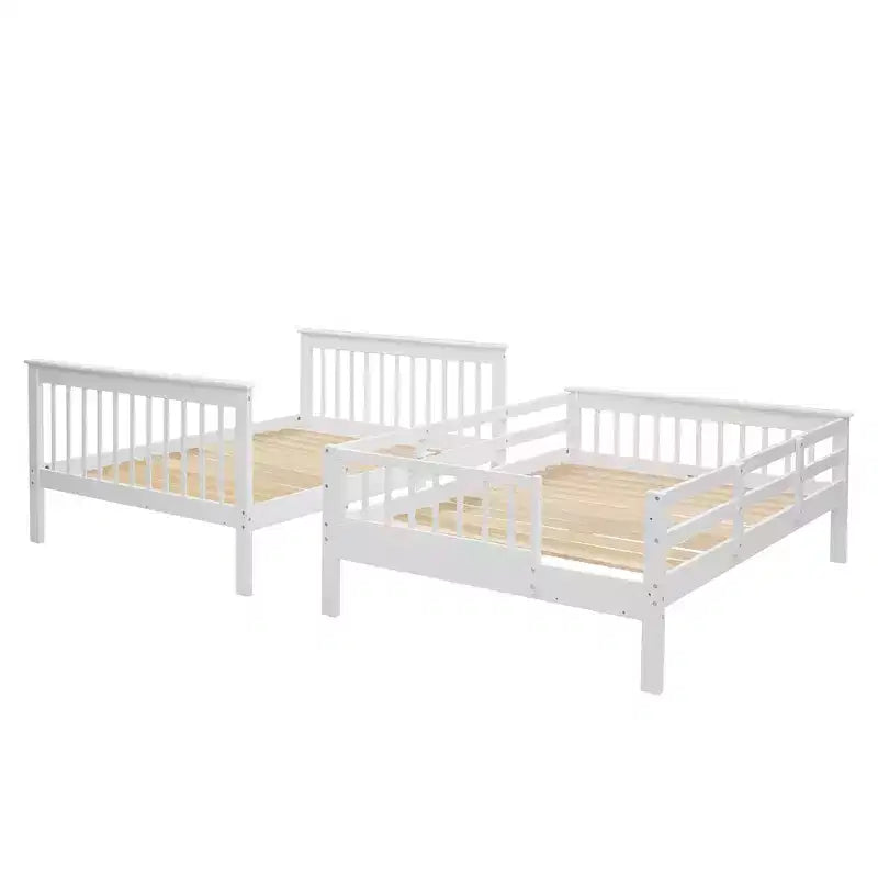 CLIHOME Stairway Full-Over-Full Bunk Bed with Storage and Guard Rail for Bedroom, Dorm
