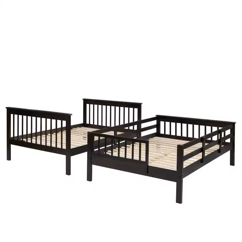 CLIHOME Stairway Full-Over-Full Bunk Bed with Storage and Guard Rail for Bedroom, Dorm