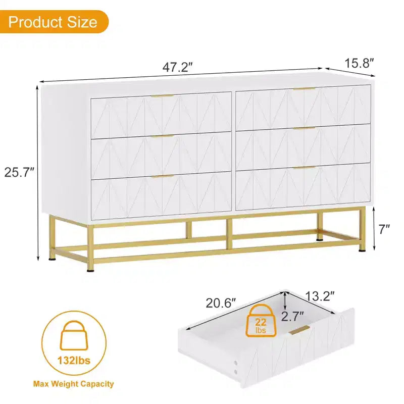 6-Drawer Fabric Dresser for Bedroom, Small Storage Chest with Wood Top, Modern Nightstand End Table for Closet, Living Room, Clothes Organizer