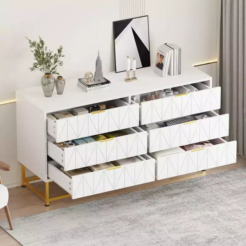 6-Drawer Fabric Dresser for Bedroom, Small Storage Chest with Wood Top, Modern Nightstand End Table for Closet, Living Room, Clothes Organizer