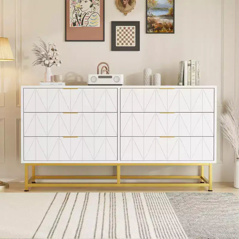 6-Drawer Fabric Dresser for Bedroom, Small Storage Chest with Wood Top, Modern Nightstand End Table for Closet, Living Room, Clothes Organizer