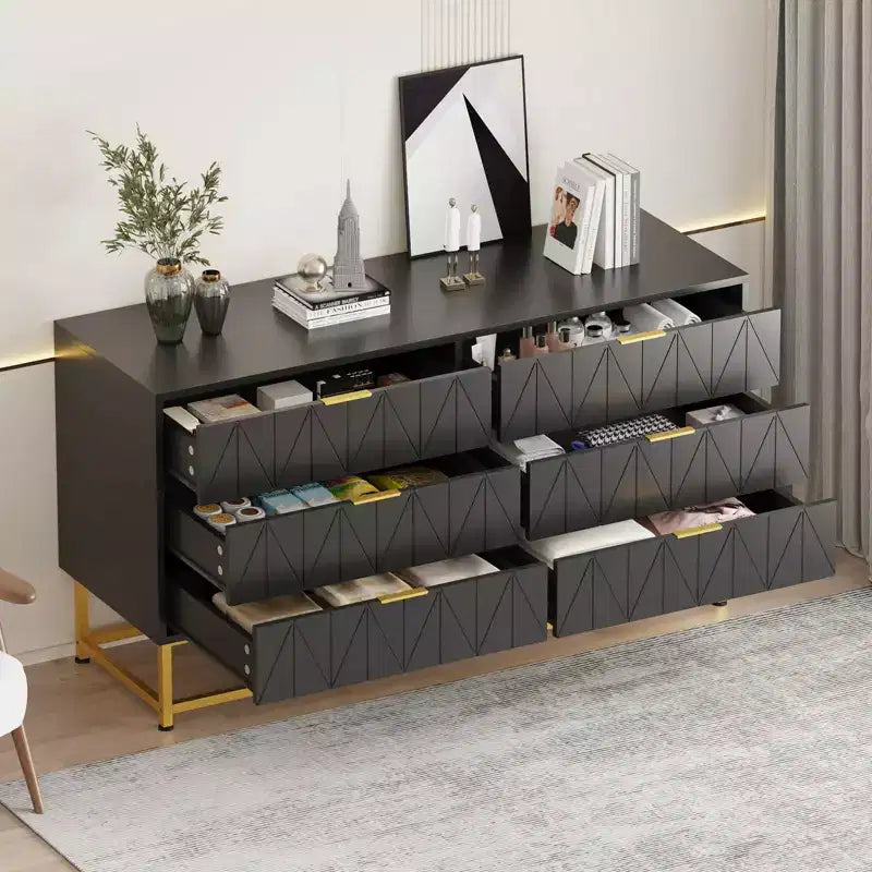 6-Drawer Fabric Dresser for Bedroom, Small Storage Chest with Wood Top, Modern Nightstand End Table for Closet, Living Room, Clothes Organizer