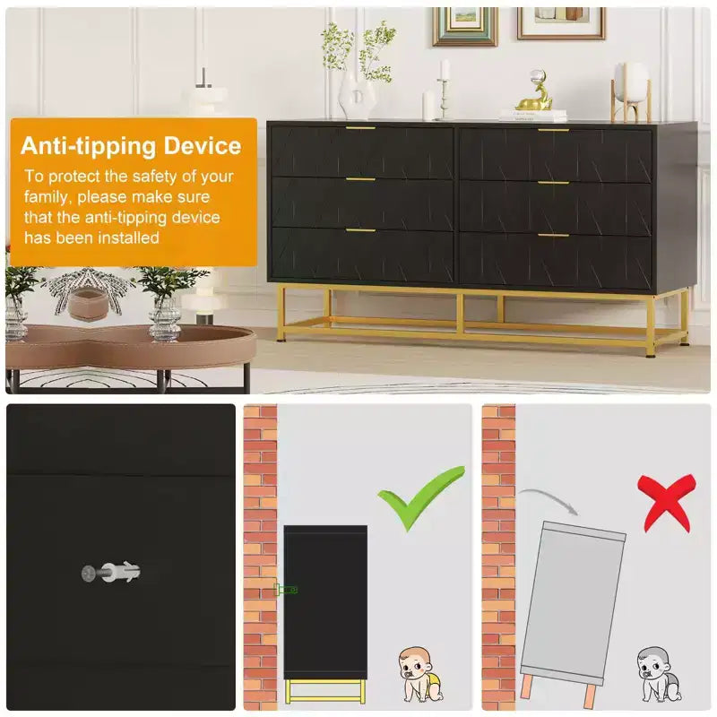6-Drawer Fabric Dresser for Bedroom, Small Storage Chest with Wood Top, Modern Nightstand End Table for Closet, Living Room, Clothes Organizer