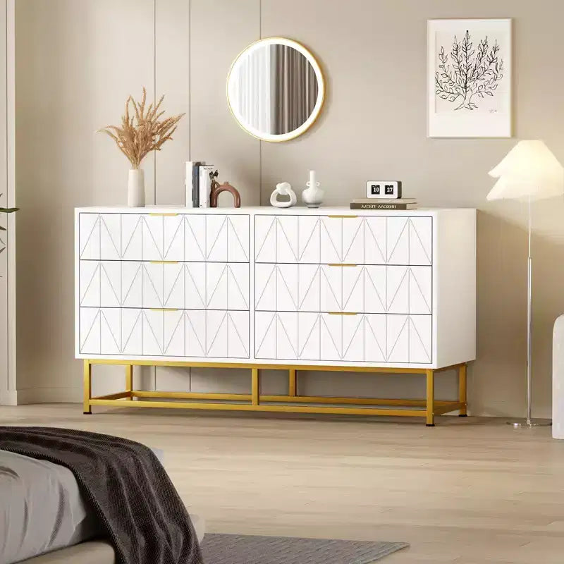6-Drawer Fabric Dresser for Bedroom, Small Storage Chest with Wood Top, Modern Nightstand End Table for Closet, Living Room, Clothes Organizer