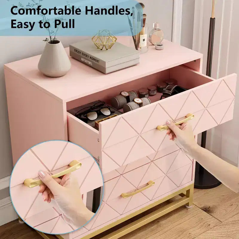 Chest of Drawers with 3 Drawer, Wooden Dresser for Bedroom, Nightstand for Storage and Organization