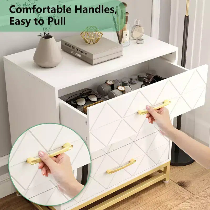 Chest of Drawers with 3 Drawer, Wooden Dresser for Bedroom, Nightstand for Storage and Organization