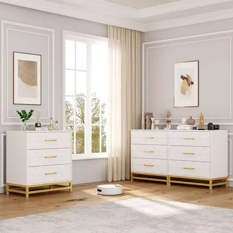 Chest of Drawers with 3 Drawer, Wooden Dresser for Bedroom, Nightstand for Storage and Organization