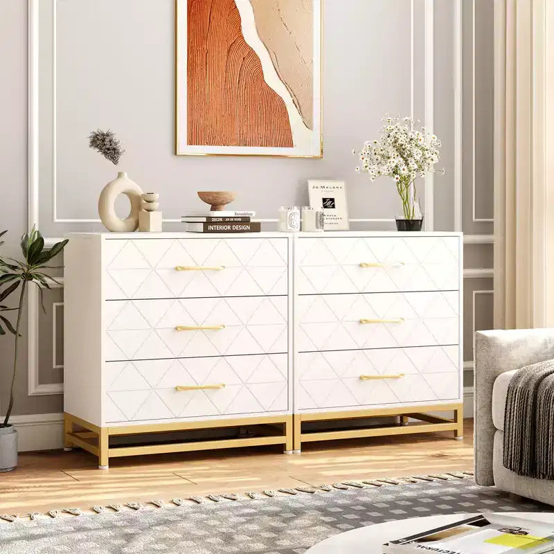 Chest of Drawers with 3 Drawer, Wooden Dresser for Bedroom, Nightstand for Storage and Organization